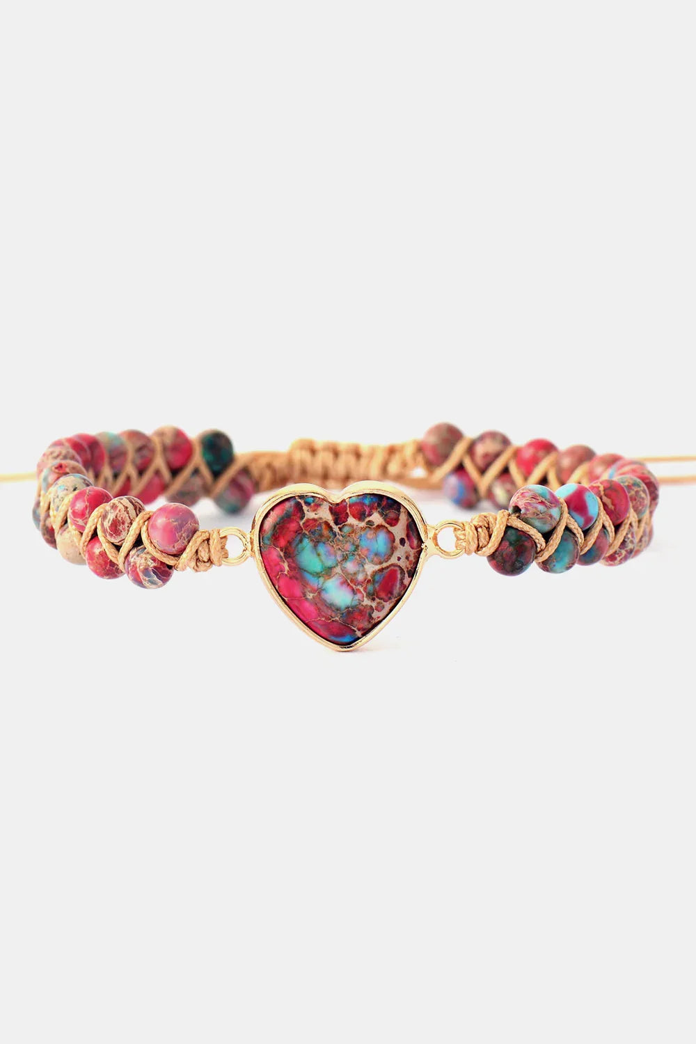 Heart Shaped Natural Stone Bracelet With Copper Accents - Southern Shores Clothing