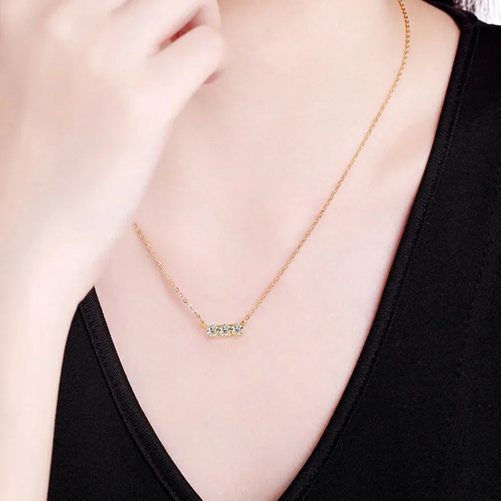 Moissanite Necklace In Sterling Silver With 18K Plating