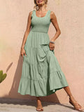 Tiered Smocked Wide Strap Maxi Beach Dress - Southern Shores Clothing