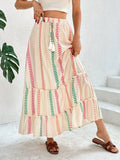 Frill Print Floral Maxi Skirt With Pattern - Southern Shores Clothing