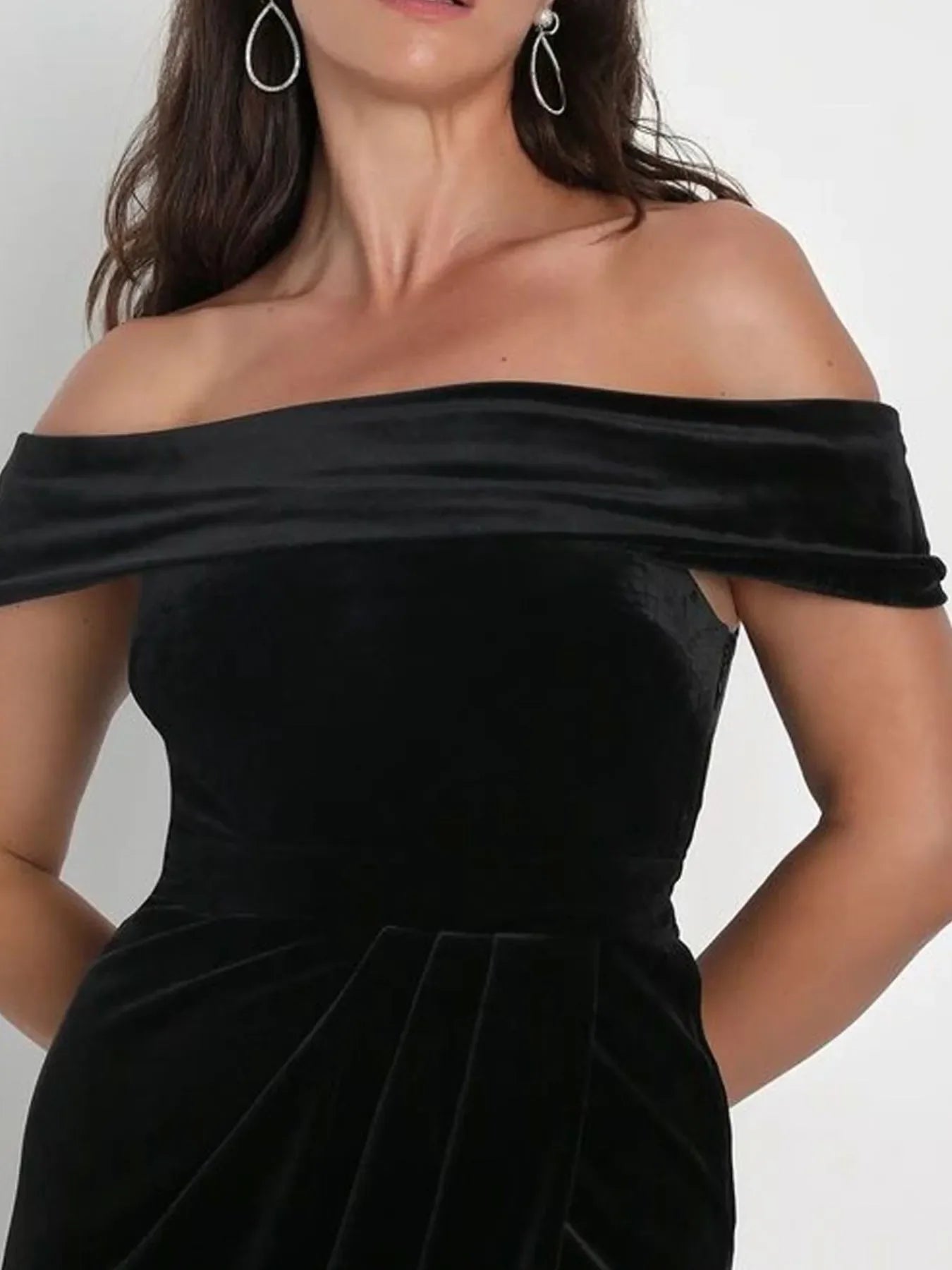 Off Shoulder Wrap Dress With Side Slit Silhouette - Southern Shores Clothing