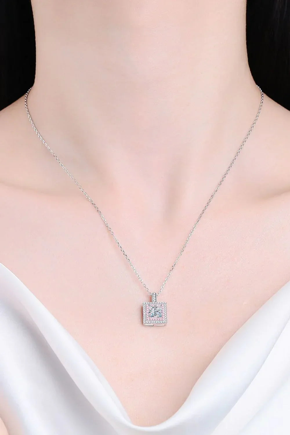 1 Carat Moissanite Square Pendant Necklace - Southern Shores Clothing