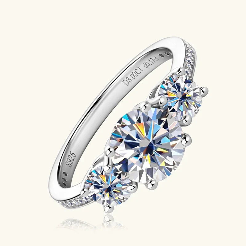 3 Carat Moissanite Sterling Silver Ring Solitaire - Southern Shores Clothing