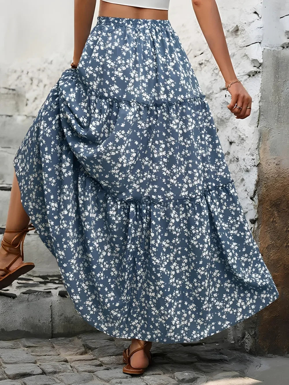 Tiered Floral Maxi Skirt For Summer Wear - Southern Shores Clothing