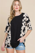Rodeo Love Ribbed Animal Contrast T Shirt - Southern Shores Clothing