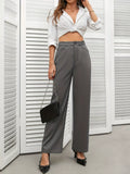 High Waist Wide Leg Pants With Pockets For Casual Outings - Southern Shores Clothing