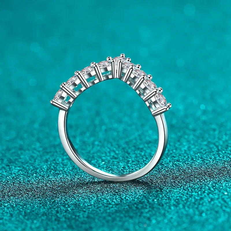 Moissanite Sterling Silver V Shape Ring 0.9ct - Southern Shores Clothing