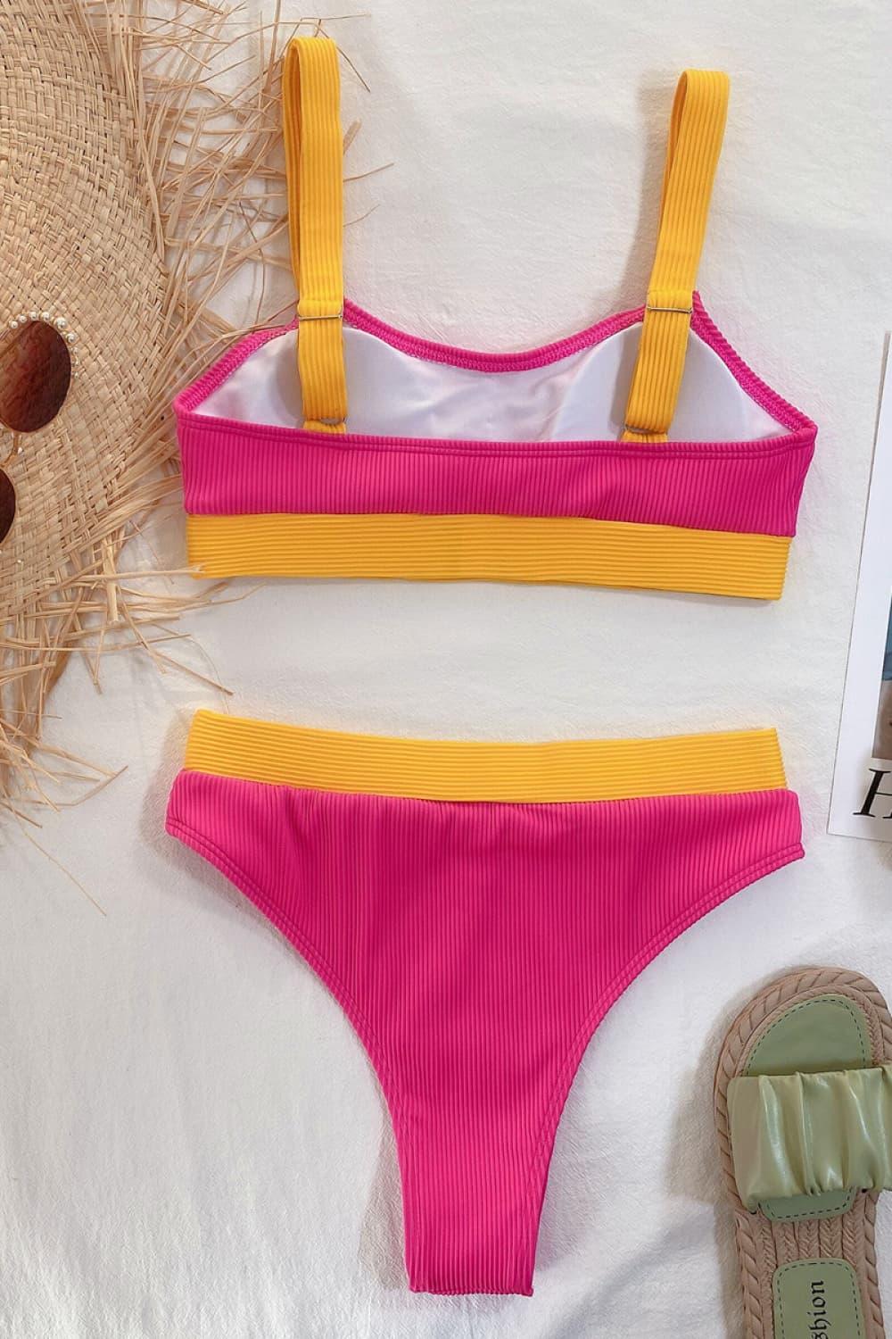 Block Scoop Neck Bikini With Stretch Fabric - Southern Shores Clothing