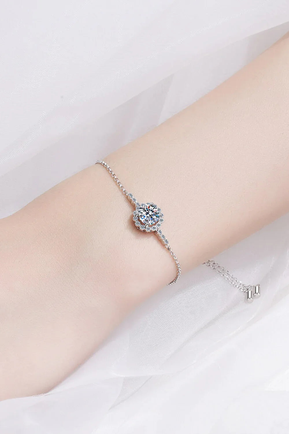 1 Carat Moissanite Sterling Silver Chain Bracelet - Southern Shores Clothing