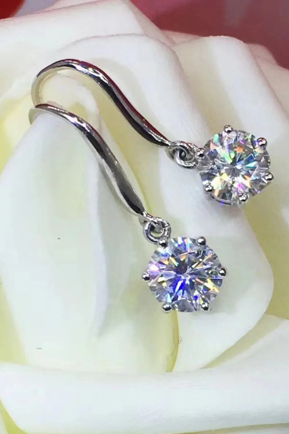 2 Carat Moissanite Drop Earrings Minimalist Six Prong - Southern Shores Clothing