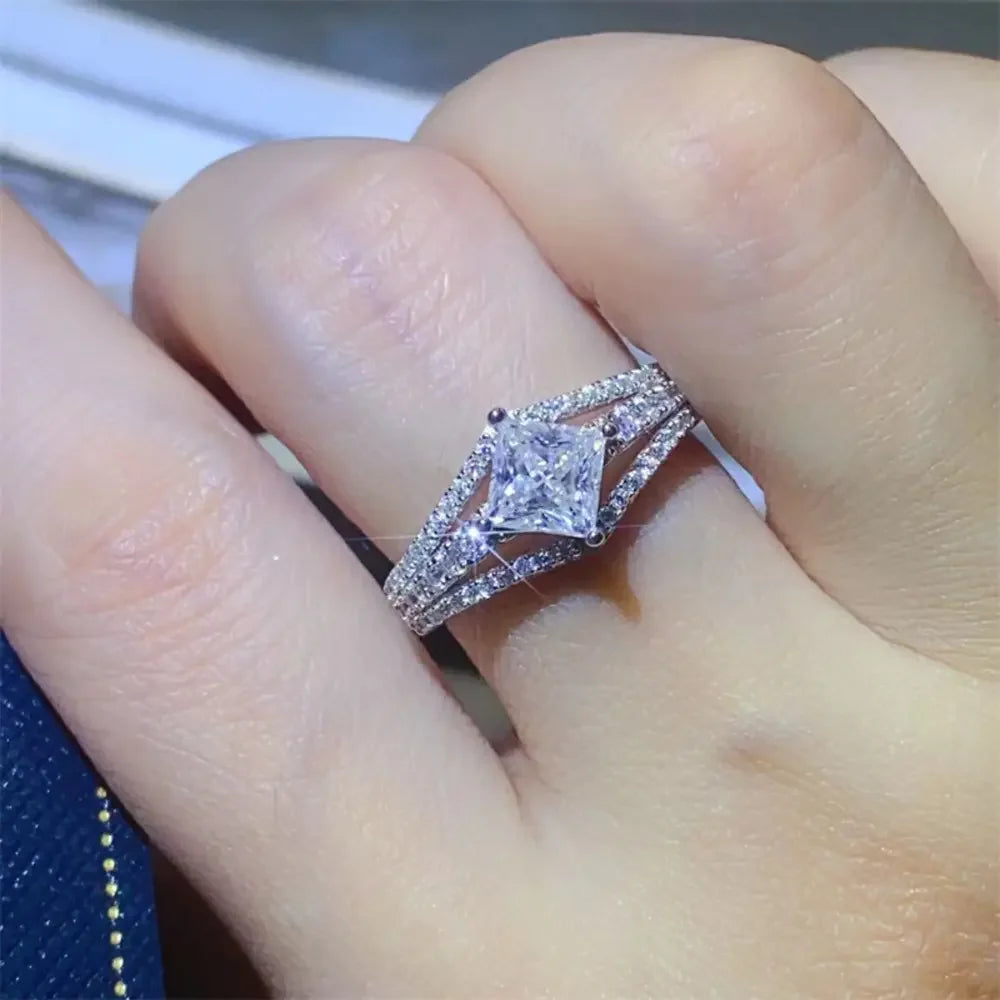 1 Carat Moissanite Platinum-Plated Sterling Silver Ring - Southern Shores Clothing