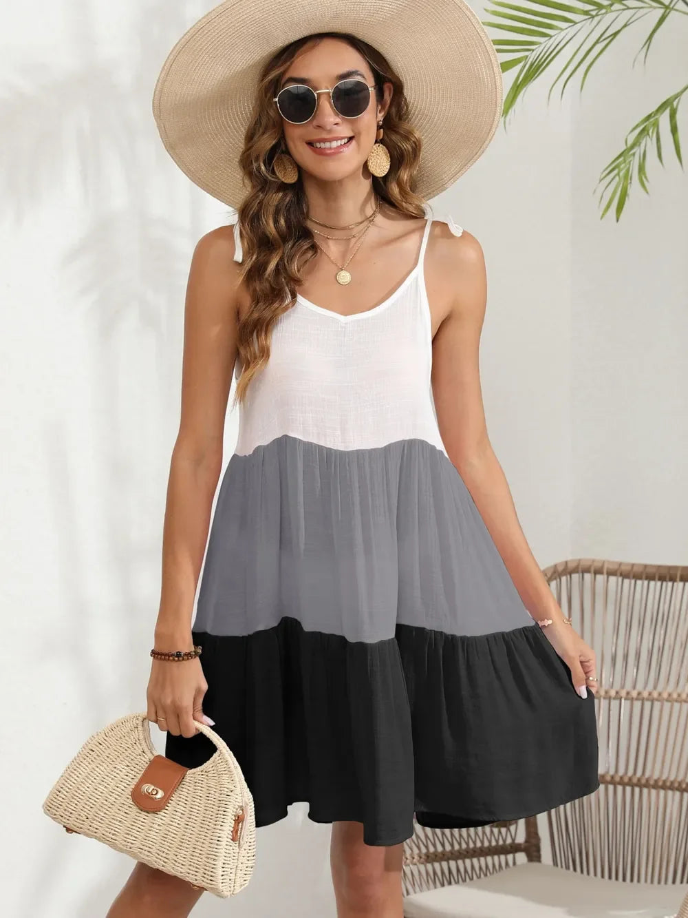 Spaghetti Strap Block Cover-Up for Beachwear - Southern Shores Clothing