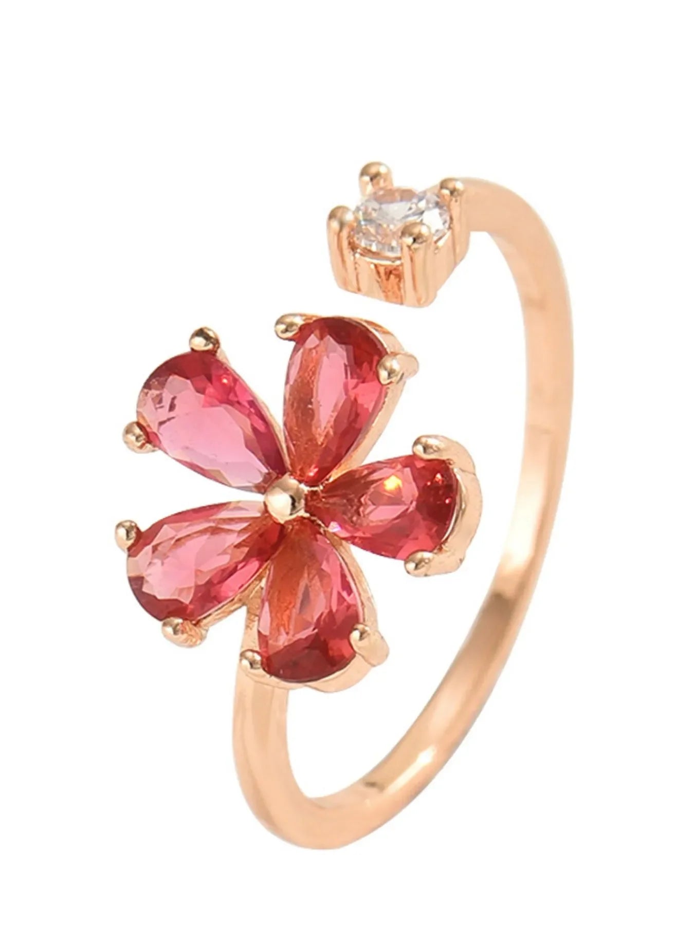 18K Gold Plated Stainless Steel Zircon Flower Ring - Southern Shores Clothing
