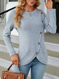 Ribbed Knit Decor Button T-Shirt - Southern Shores Clothing