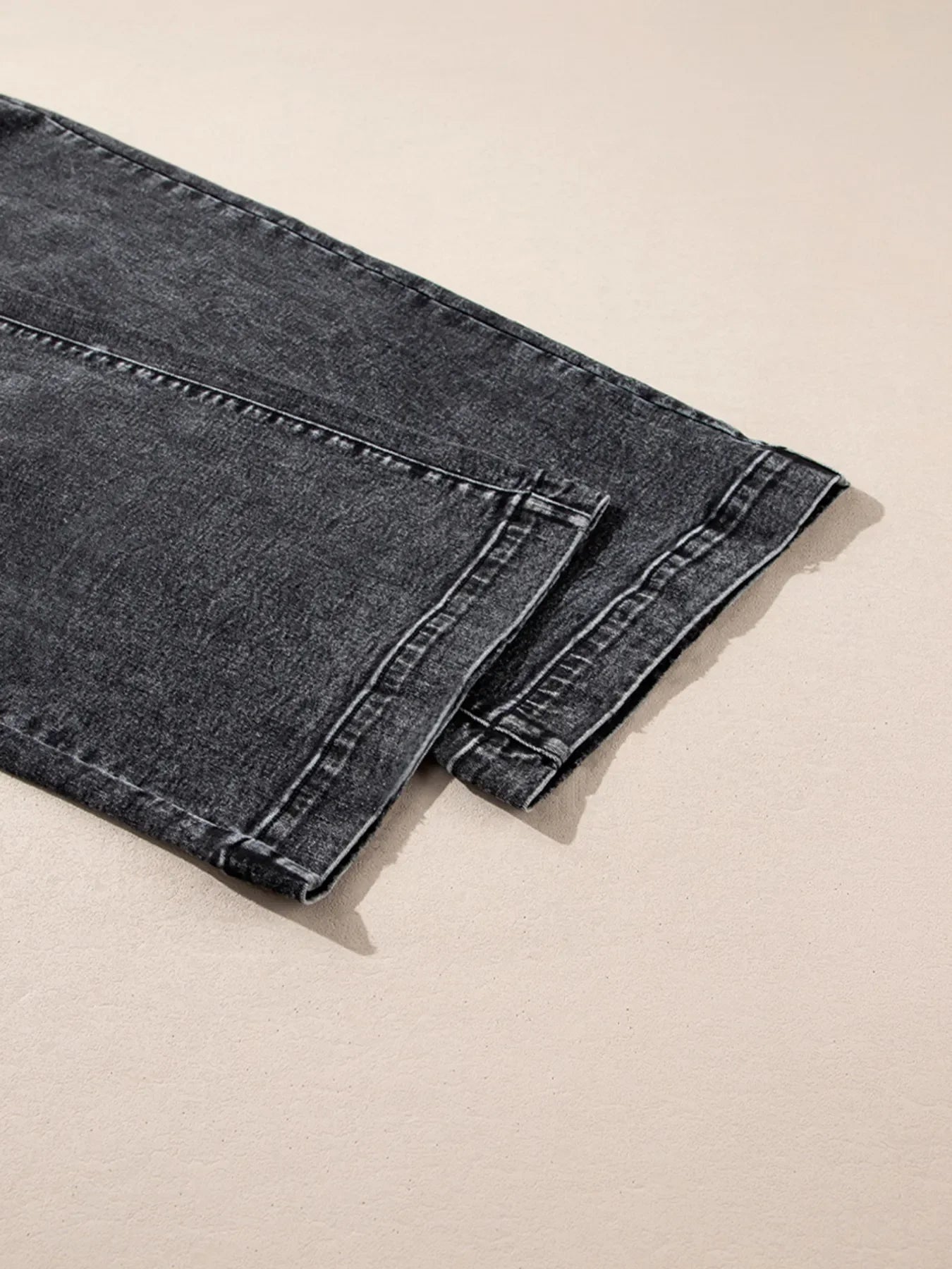 High Waisted Wide Leg Washed Denim Jeans