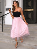 Two-Tone Spaghetti Strap Mesh Dress - Southern Shores Clothing
