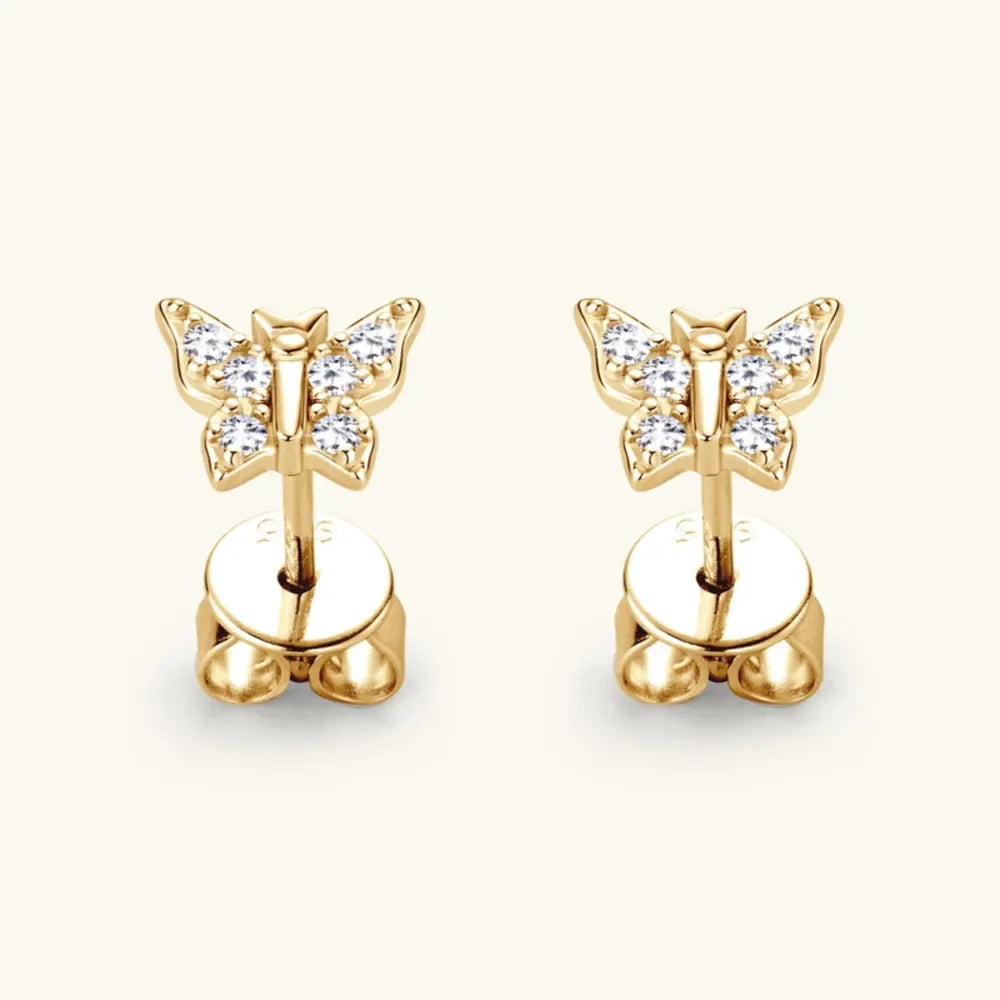 Moissanite Sterling Silver Butterfly Stud Earrings - Southern Shores Clothing