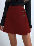 Buttoned Mini Skirt With Layered Sheer Design - Southern Shores Clothing