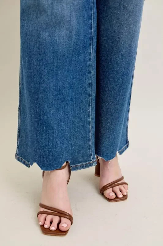 High Waist Tummy Control Wide Leg Jeans Plus Size Denim - Southern Shores Clothing