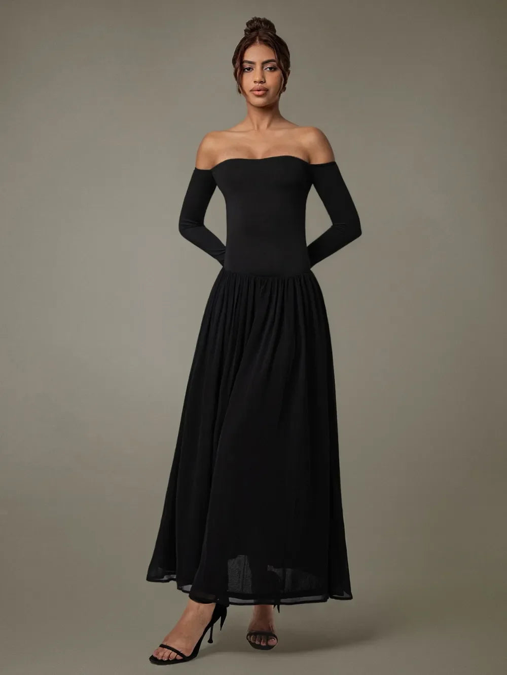 Off Shoulder Long Sleeve Maxi Dress Coastal Style - Southern Shores Clothing