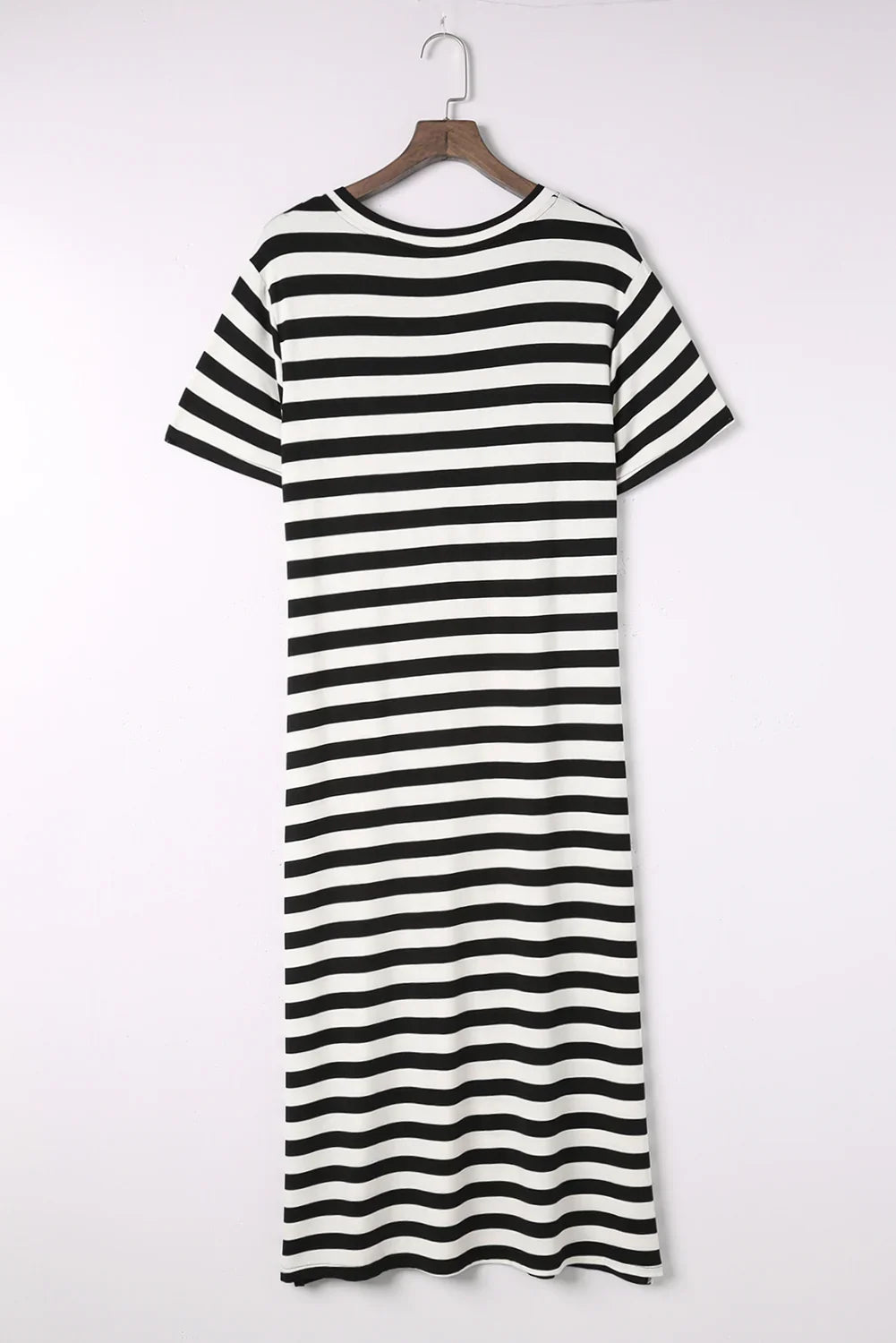 Striped V-Neck Short Sleeve Side Slit Dress - Southern Shores Clothing