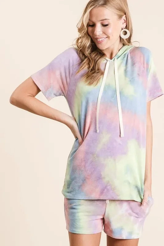 Tie Dye French Terry Shorts With Twill Tape - Southern Shores Clothing