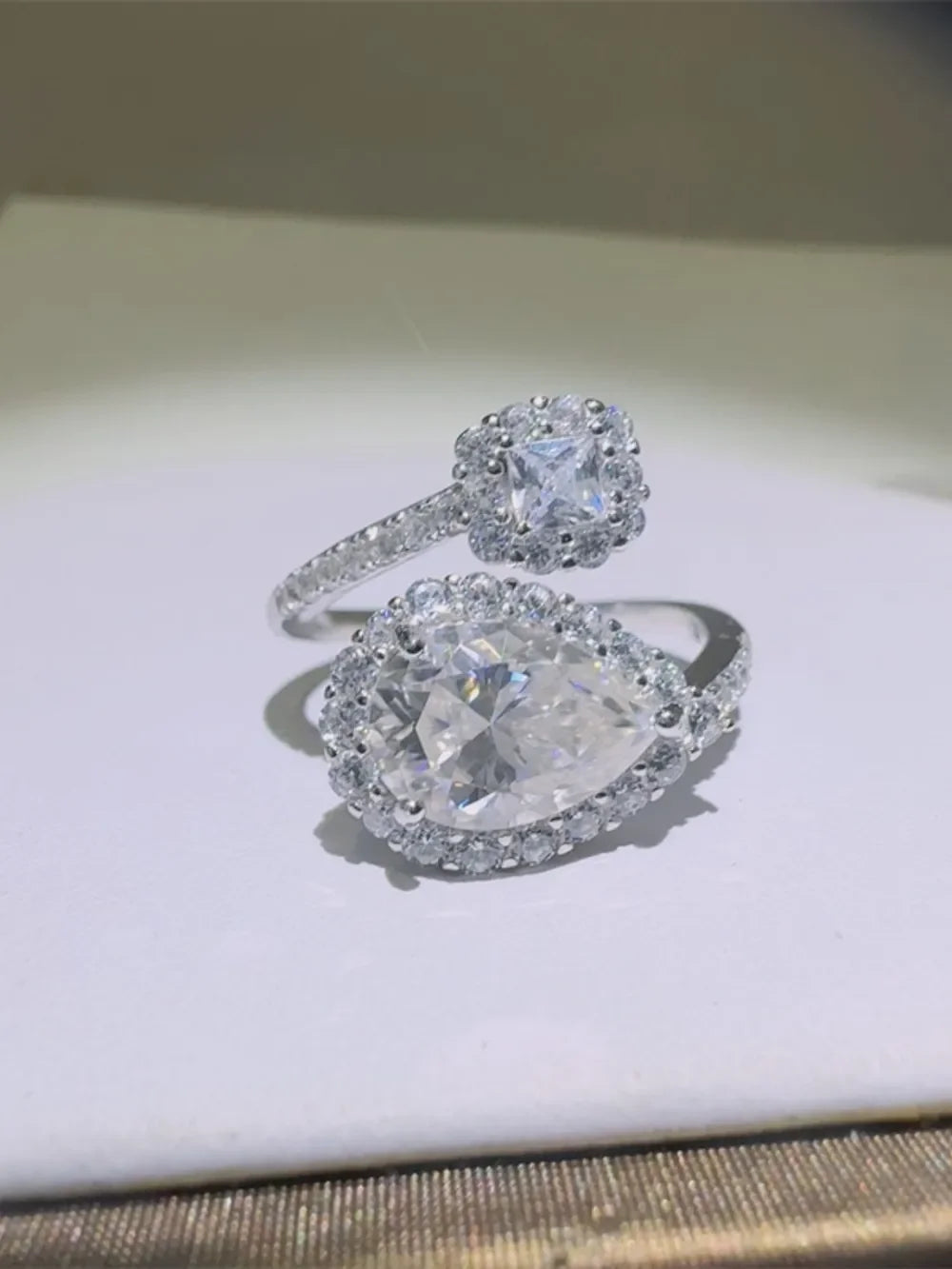2 Carat Moissanite Sterling Silver Bypass Ring - Southern Shores Clothing