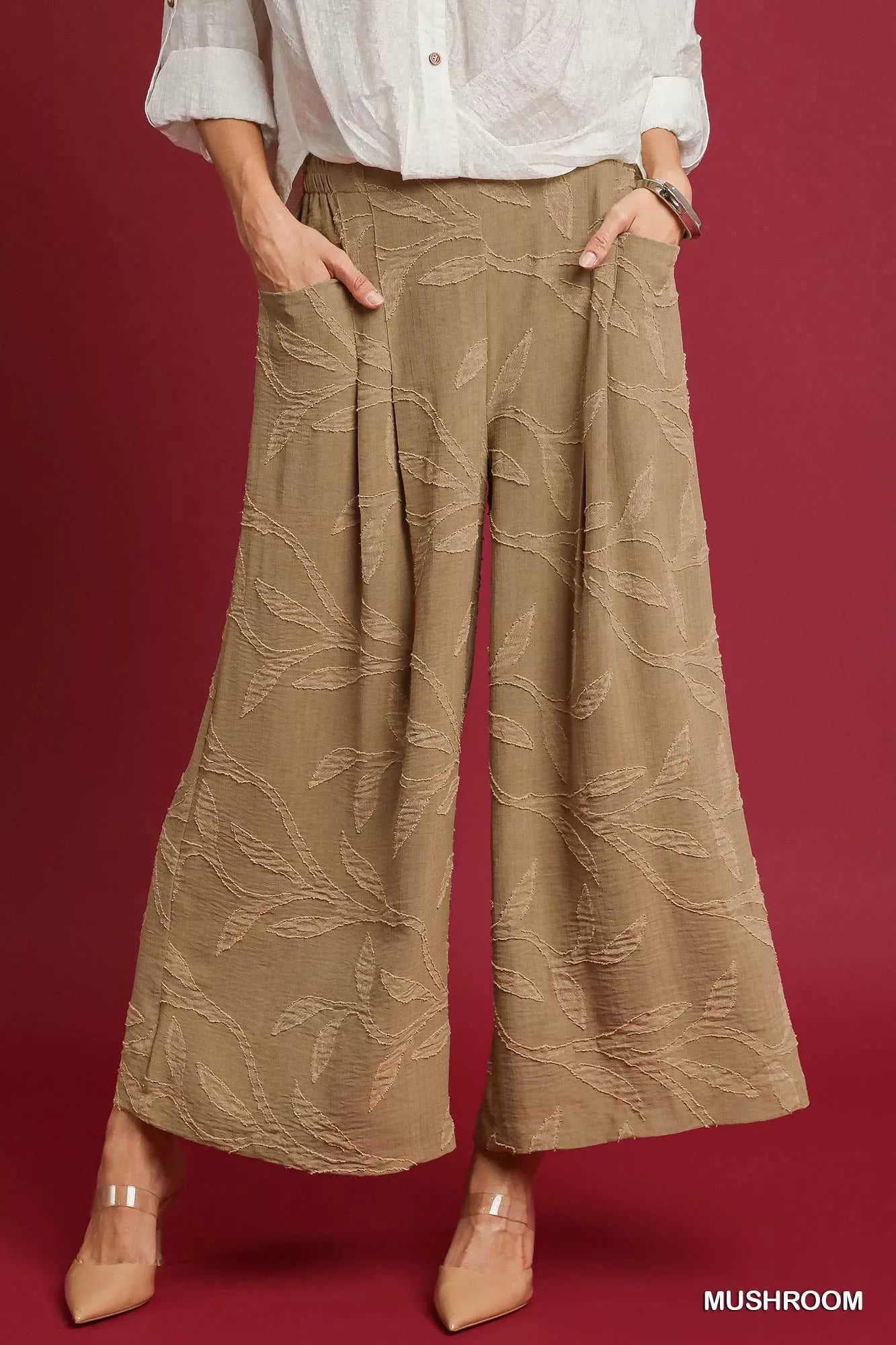 Elegant Lightweight Jacquard Wide Leg Pants - Southern Shores Clothing