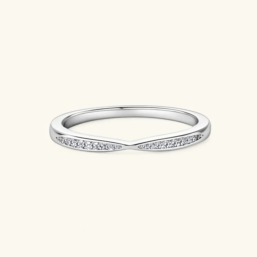 Sterling Silver Inlaid Moissanite Ring With Coastal Shine - Southern Shores Clothing