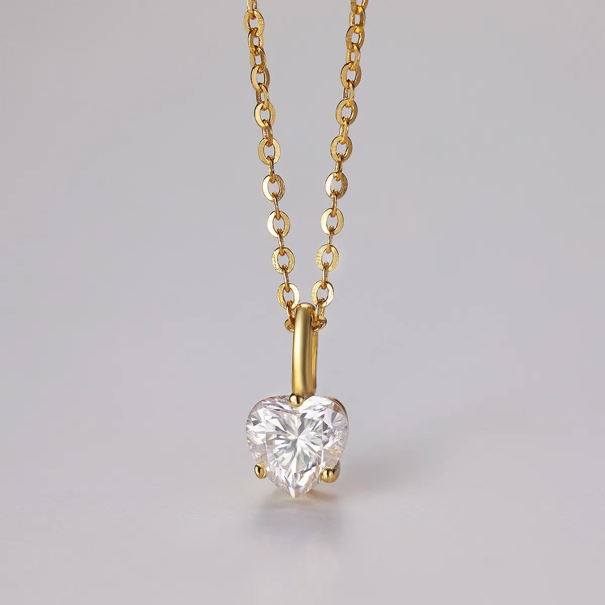 Southern Shores Women's Heart Shape Moissanite Pendant Necklace in 18K Gold