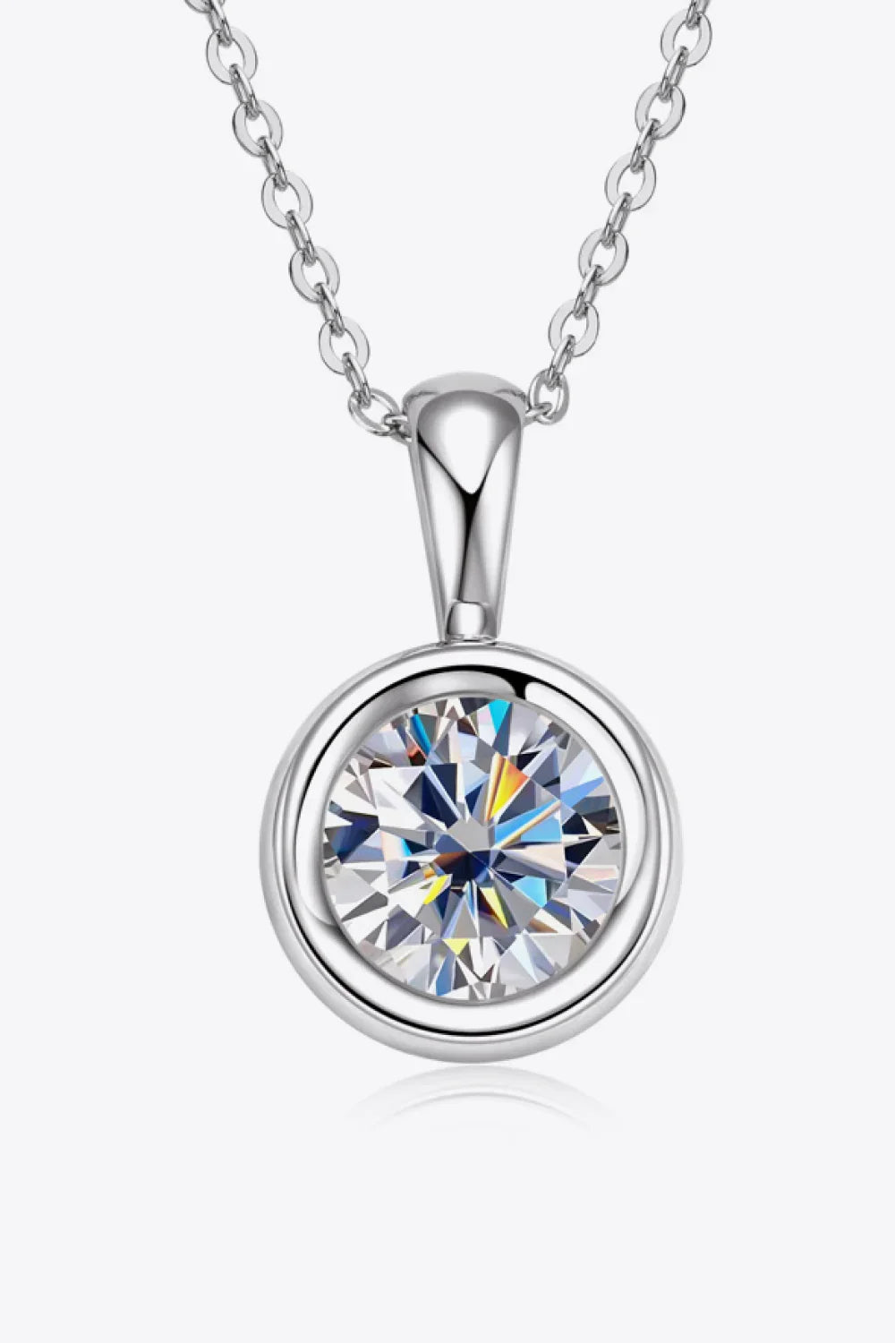 2 Carat Moissanite Necklace In Sterling Silver Chain - Southern Shores Clothing