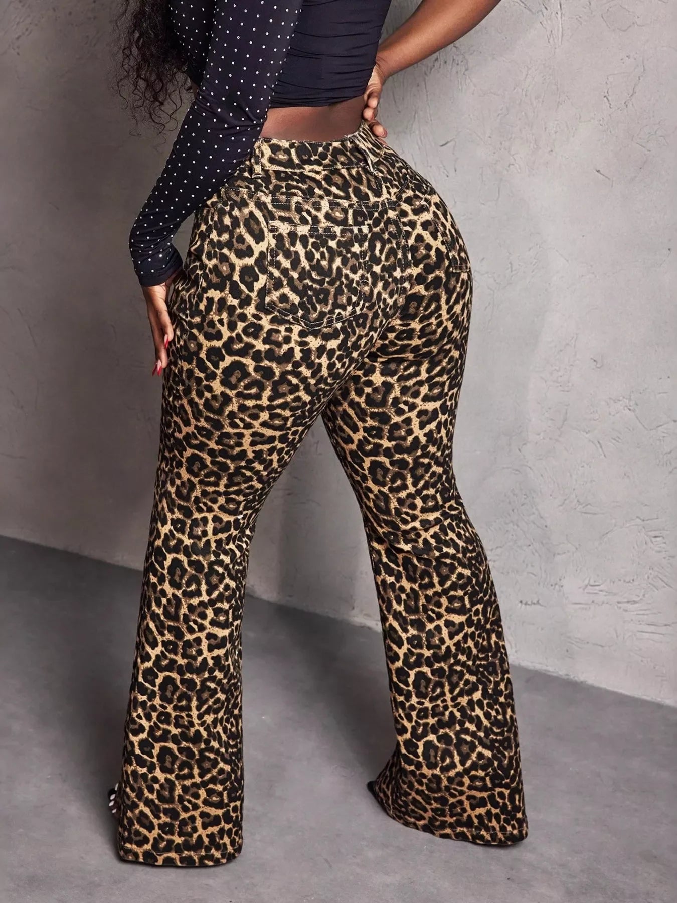 Coastal Leopard Print Wide Leg Pants With Stretch - Southern Shores Clothing