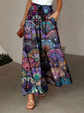 Printed Maxi Skirt With Pockets And Drawstring - Southern Shores Clothing