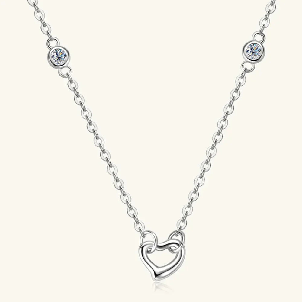 Moissanite Heart Necklace In Rose Gold Plated Sterling Silver - Southern Shores Clothing