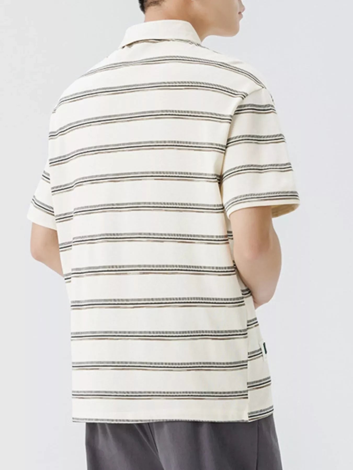 Plus Size Striped Short Sleeve Button Polo - Southern Shores Clothing