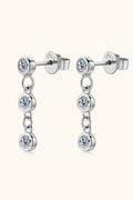 Moissanite Sterling Silver Drop Earrings Platinum Plated - Southern Shores Clothing