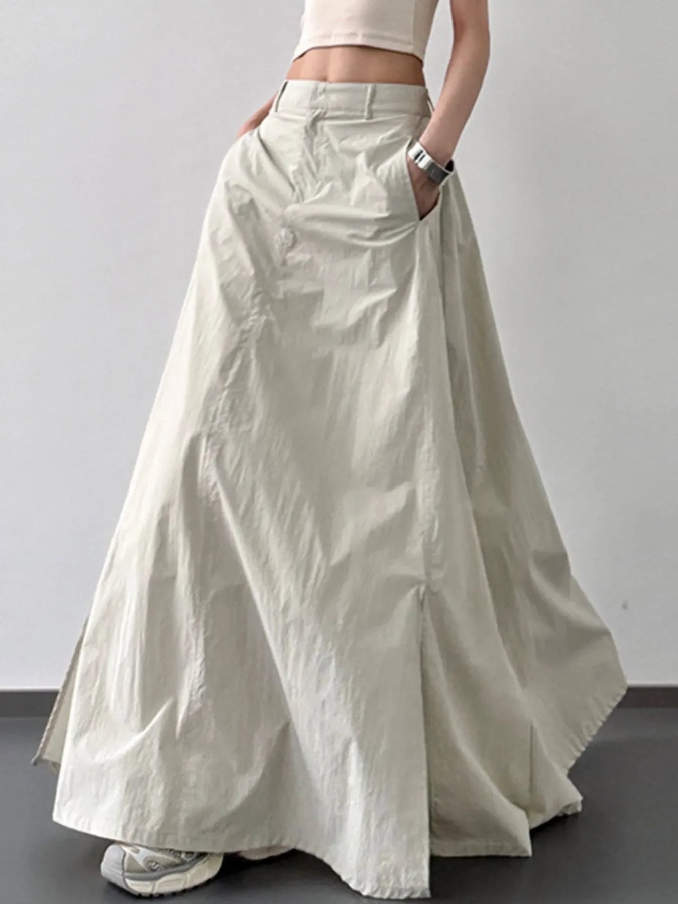 High Waist Slit Maxi Skirt With Flowing Silhouette - Southern Shores Clothing