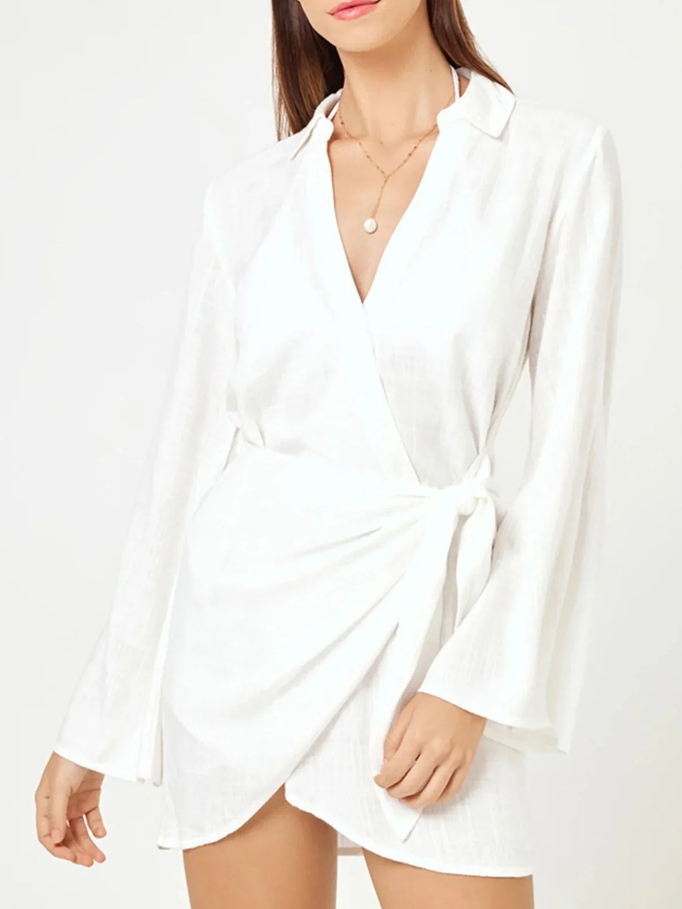 Tied Long Sleeve Cover Up Dress for Resort Wear Vacation Ready - Southern Shores Clothing