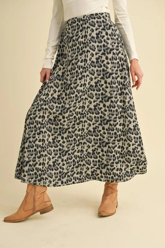 Stylish Coastal Aemi+Co Leopard Print Midi Skirt for Women