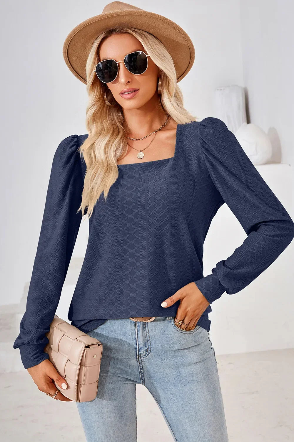 Square Neck Puff Sleeve T-Shirt - Southern Shores Clothing