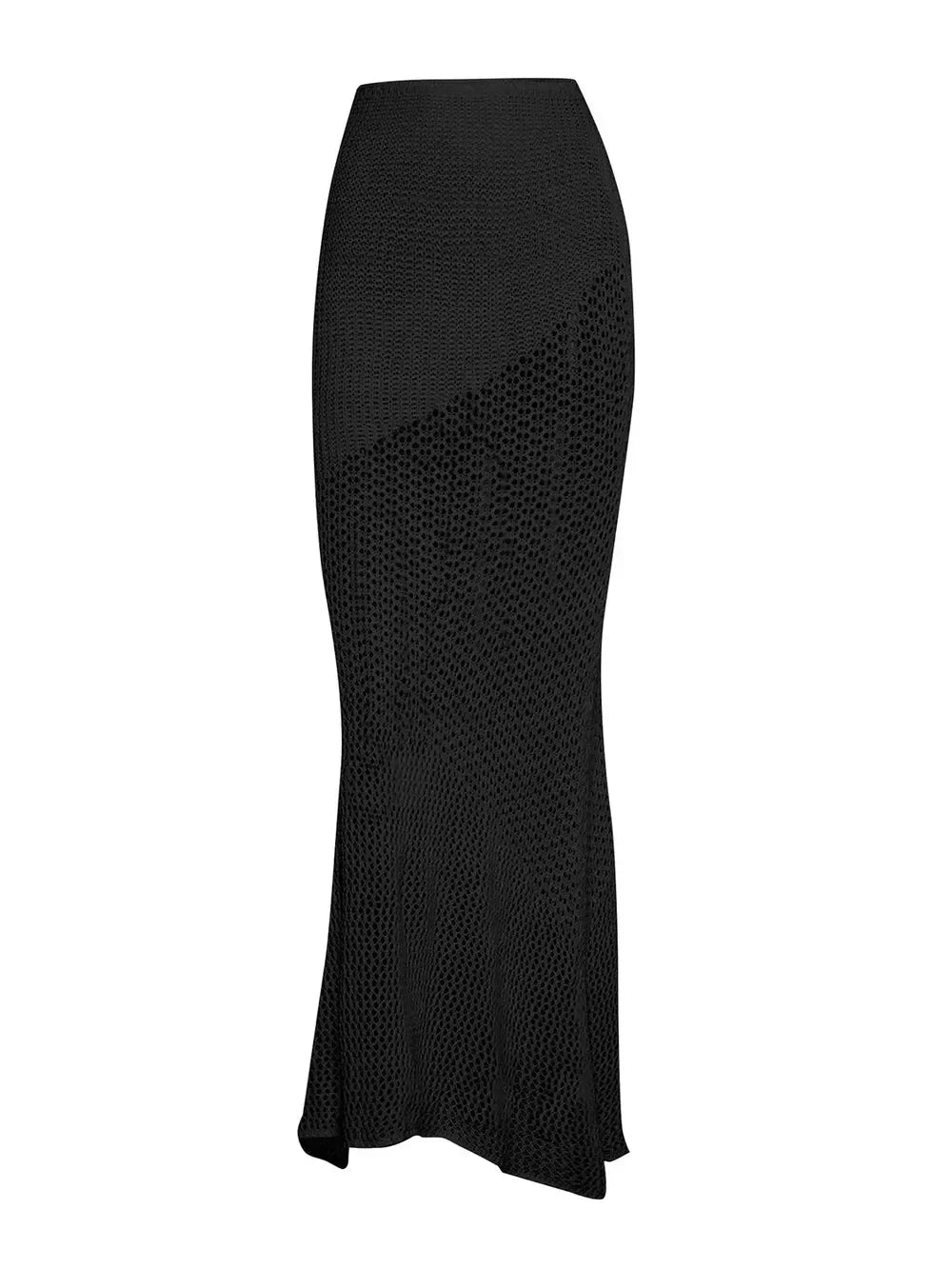 Crochet Tie Front Long Sleeve Top And Maxi Skirt Two Piece Set - Southern Shores Clothing