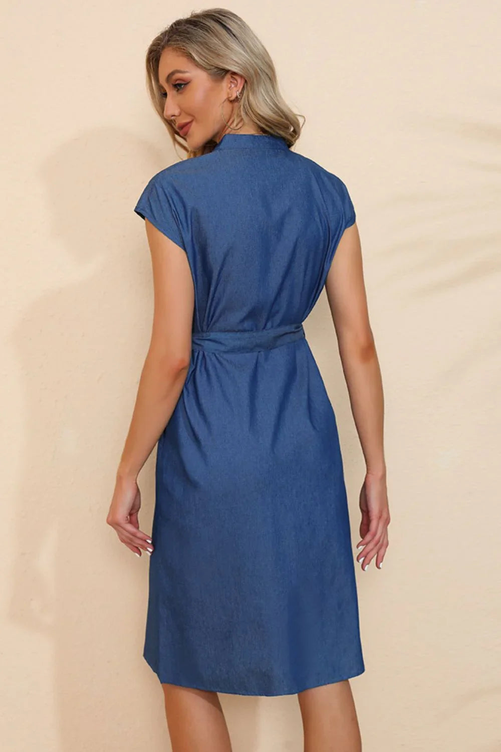 Button Down Belted Denim Dress - Southern Shores Clothing