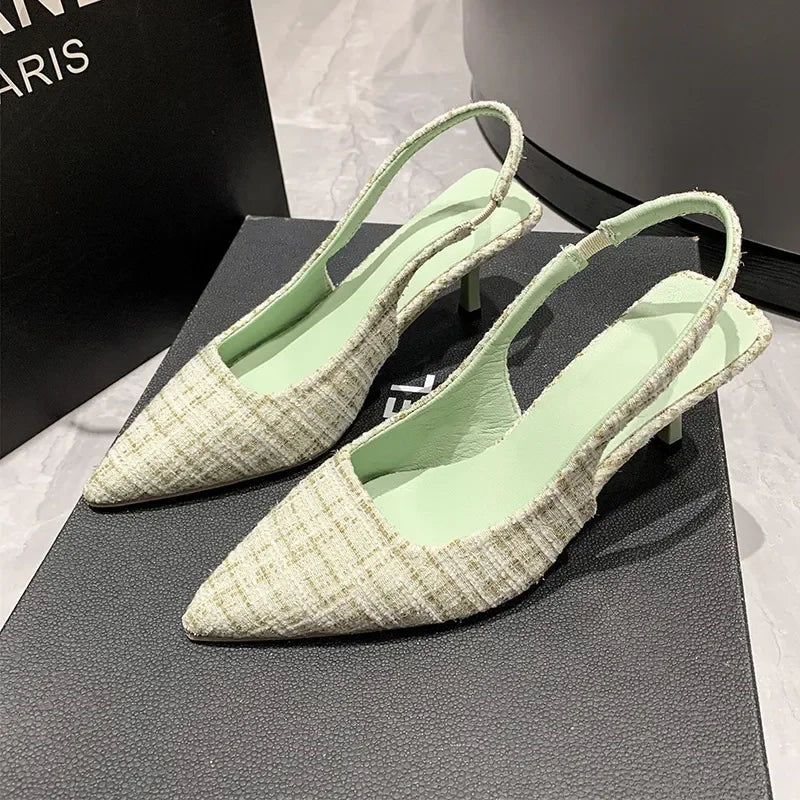 Comfortable Point Toe Kitten Heel Slingback Pumps - Southern Shores Clothing