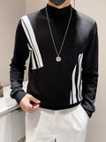 Plus Size Striped Turtleneck Pullover Stretch Knit - Southern Shores Clothing