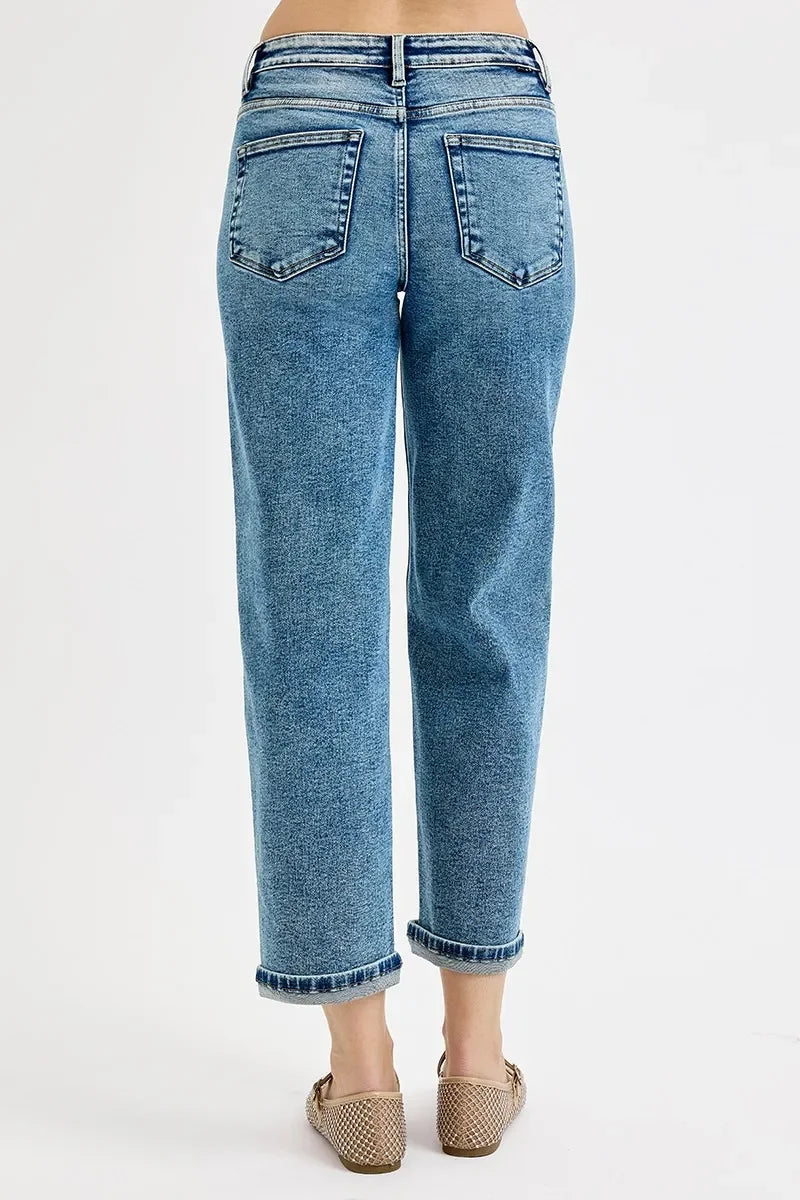 High Rise Crop Boyfriend Jeans Plus Size Relaxed Fit Denim - Southern Shores Clothing