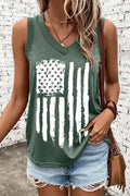 US Flag V-Neck Tank Top With Slight Stretch - Southern Shores Clothing