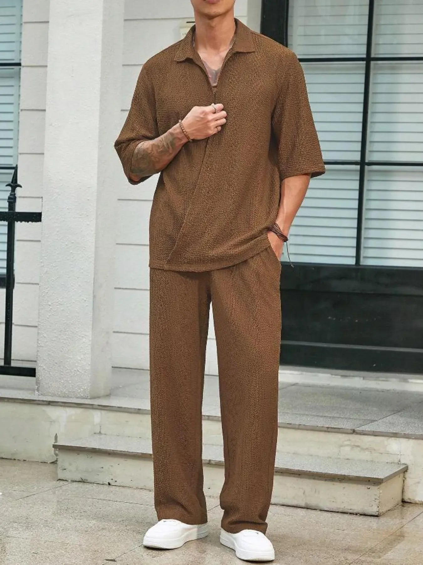Men's Plus Size Half Sleeve Top and Pants Set - Southern Shores Clothing