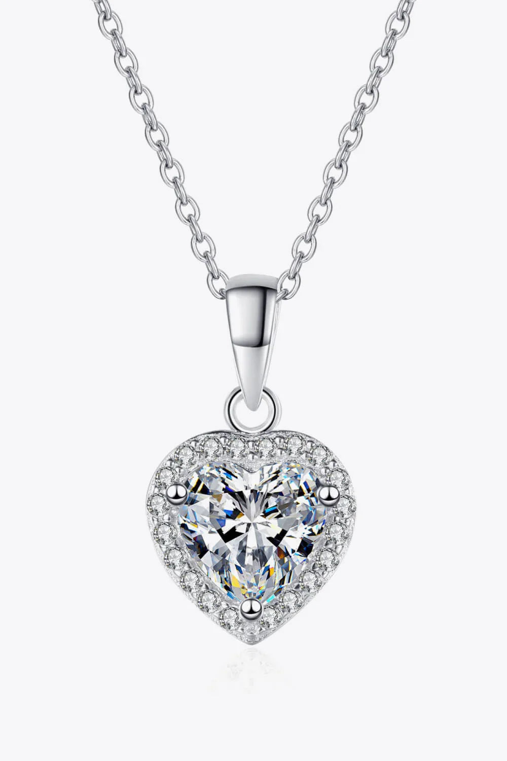 1 Carat Moissanite Heart Necklace in Sterling Silver - Southern Shores Clothing