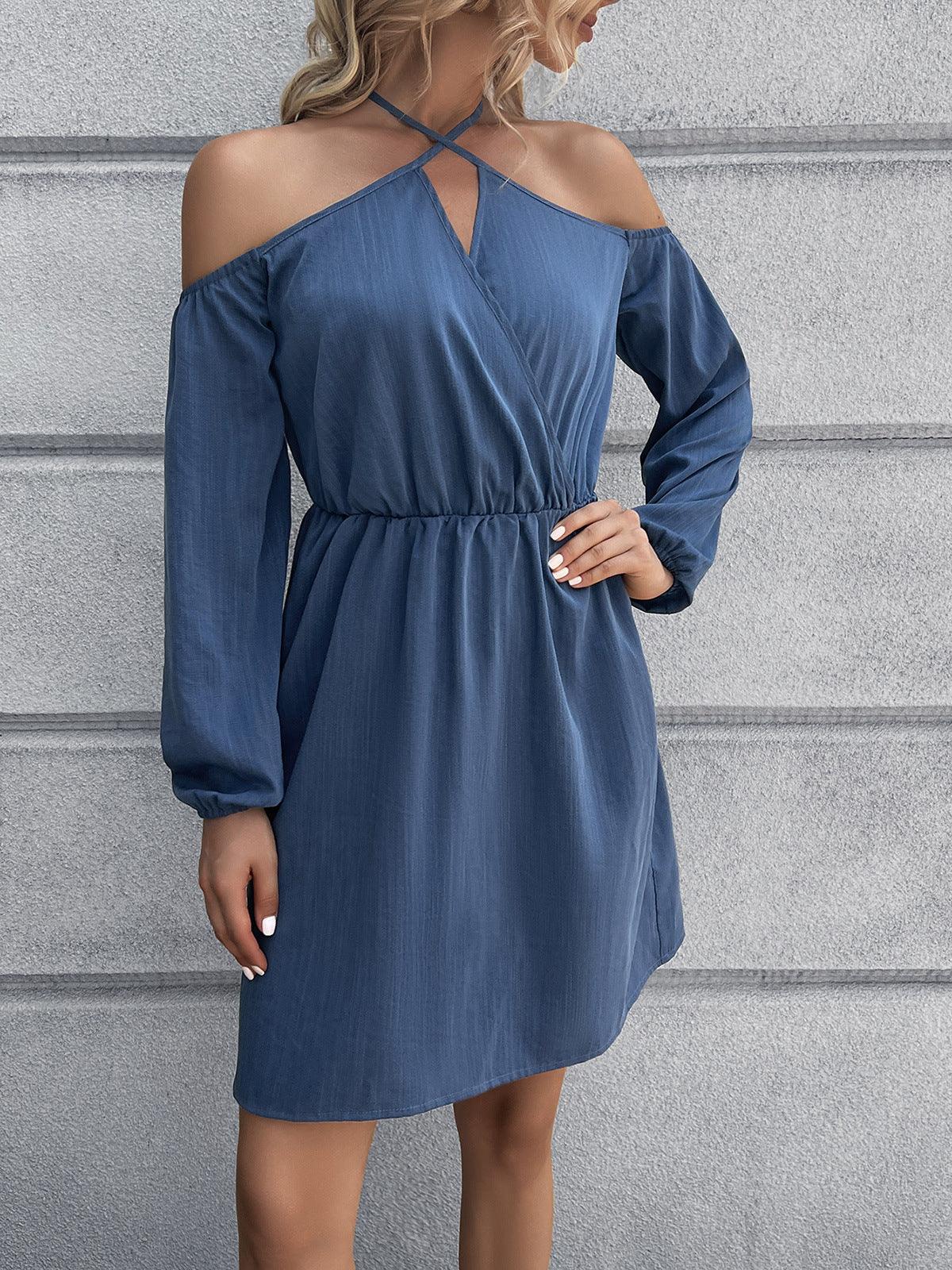 Casual Cold-Shoulder Crisscross Mini Dress Summer - Southern Shores Clothing