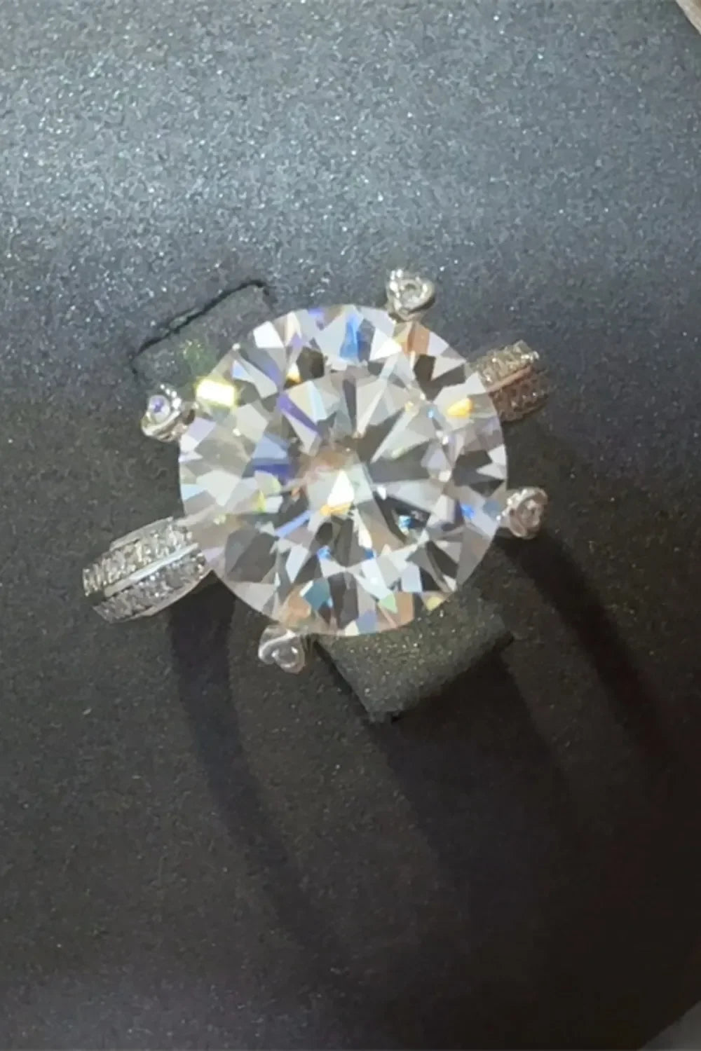 Six Prong Center Moissanite Sterling Silver Ring - Southern Shores Clothing